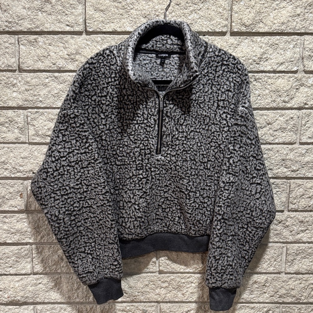 Express Cozy Gray Quarter-Zip Sweater